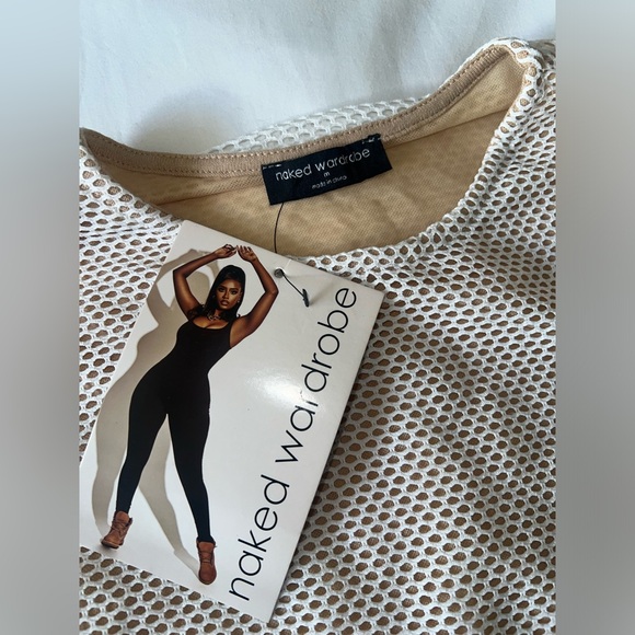 SOLD !! Naked Wardrobe Caught Up Mesh Long sleeve white Dress - Medium - Picture 5 of 10